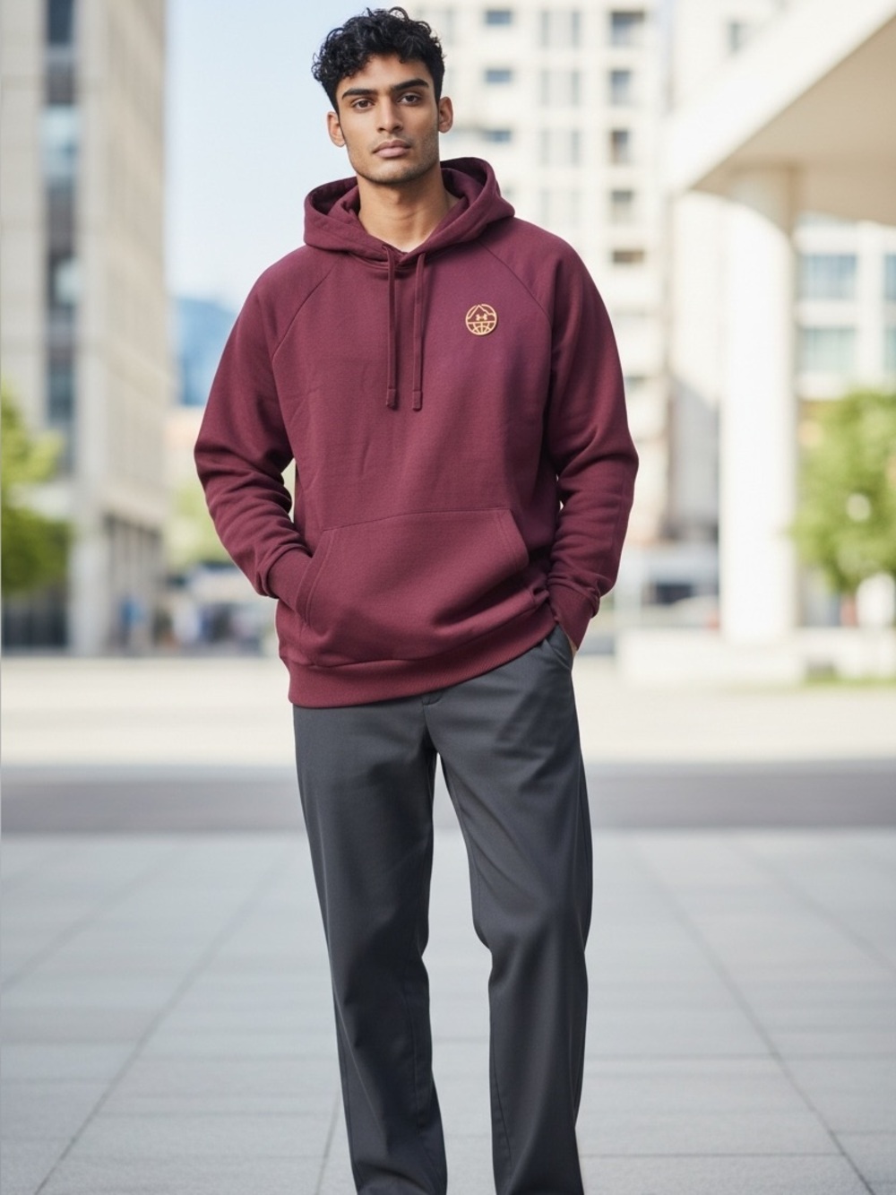 Under Armour Rival Fleece Mountain Hoodie Plum/Gold Sz XL